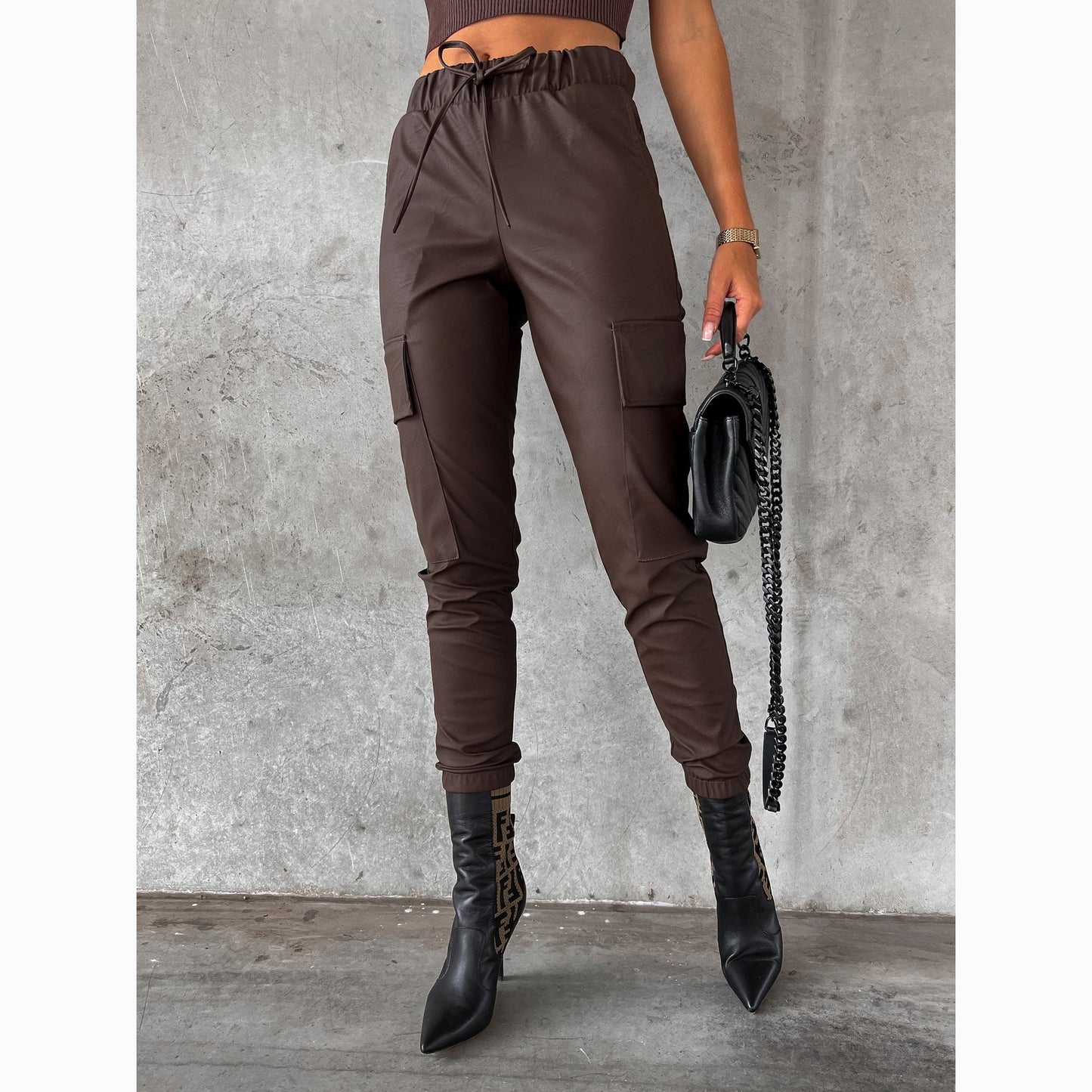 Women's High-Waisted Leather Pants