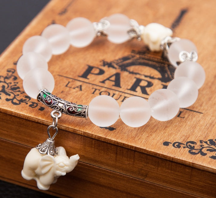 Crystal bracelet with elephant pendant