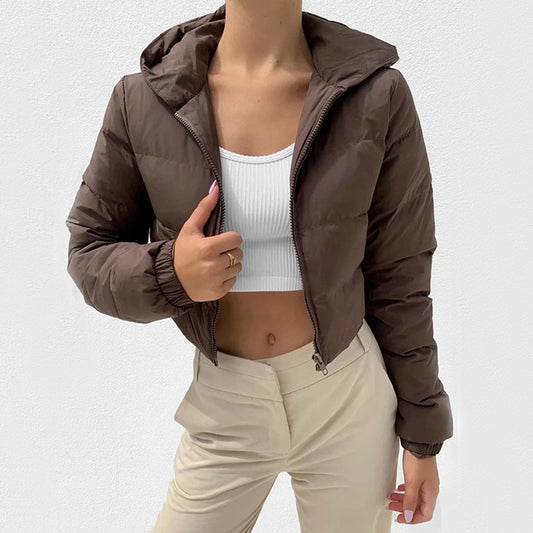 Women's Short Zipper Coat - Winter Fashion