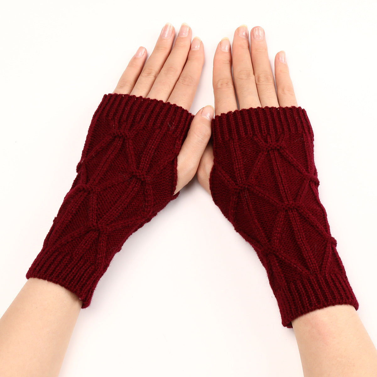 Knitted wool gloves with long sleeves