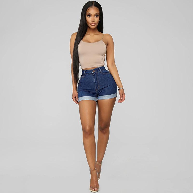 Women's High-Waisted Stretch Denim Shorts