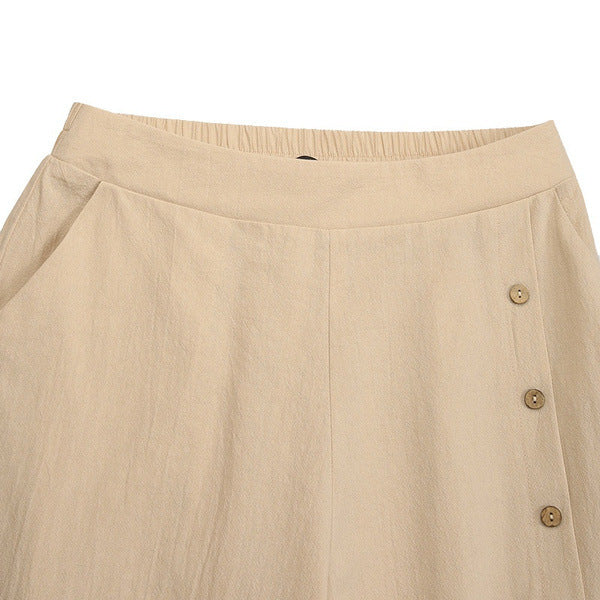 High-Waisted Wide-Leg Pants with Slit