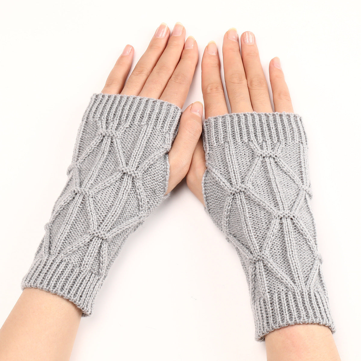 Knitted wool gloves with long sleeves
