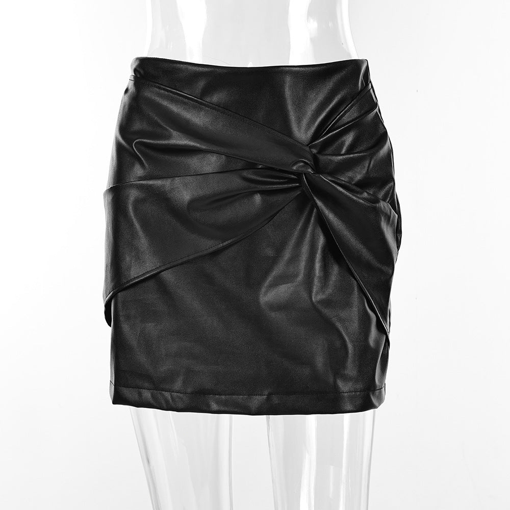 Women's Versatile High-Waisted Leather Skirt