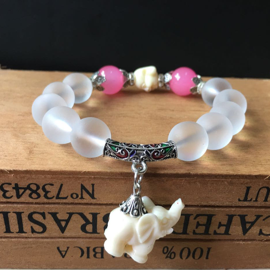 Crystal bracelet with elephant pendant