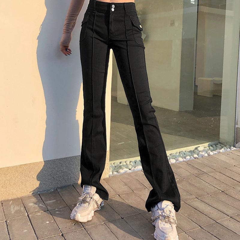 Low-Rise Slim-Fit Casual Trousers