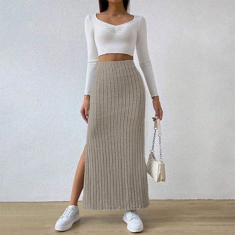 High Elastic Skirt with Slit