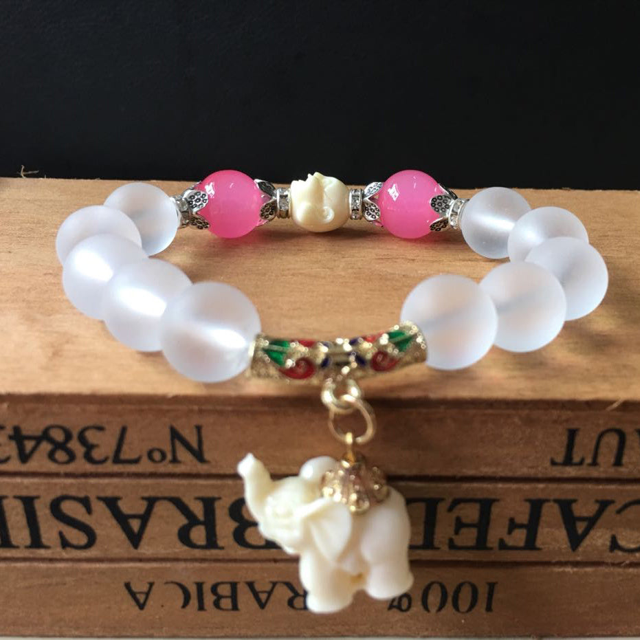 Crystal bracelet with elephant pendant