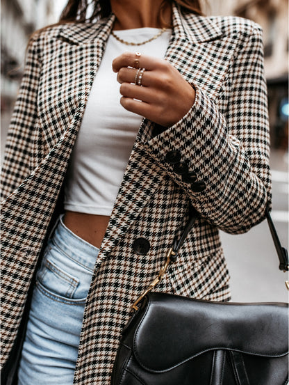 Long Plaid Blazer Jacket