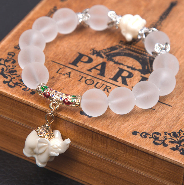 Crystal bracelet with elephant pendant