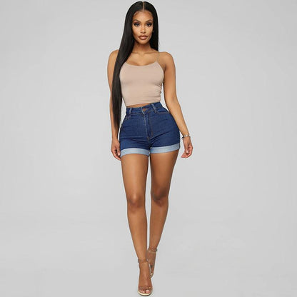 Women's High-Waisted Stretch Denim Shorts