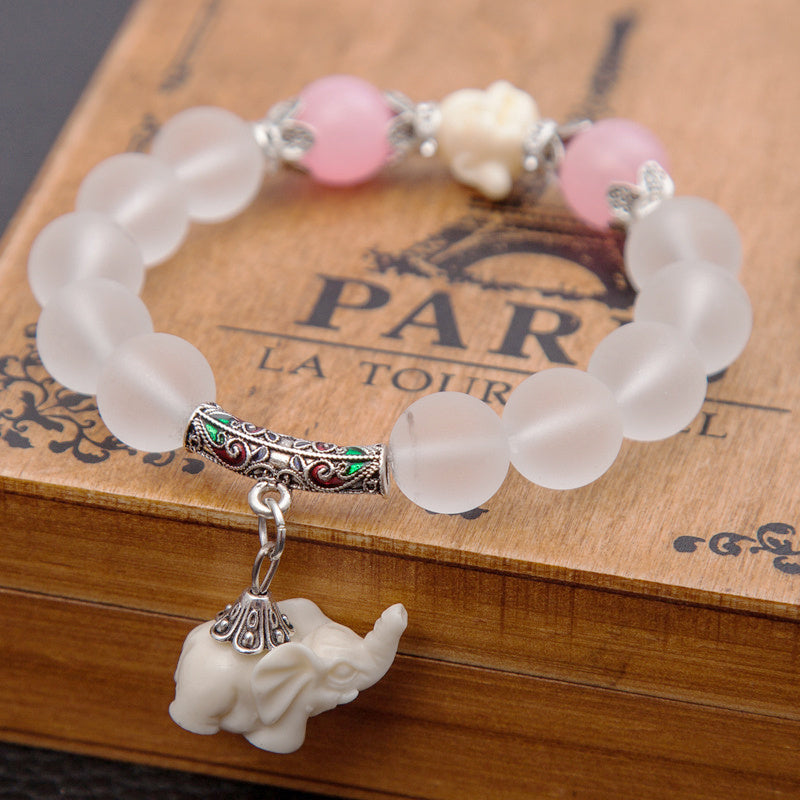 Crystal bracelet with elephant pendant