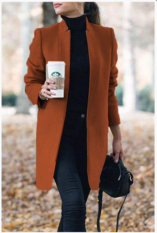 Women's Wool Coat with High Collar - New Autumn & Winter Fashion